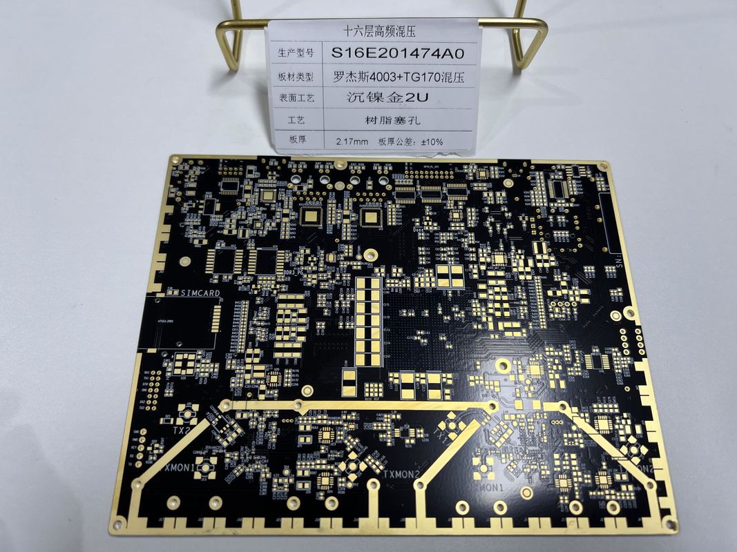 Goldfinger Rogers PCB Board 16 couches 100% électrique Passé le test VIPPO Rogers + FR4 mixte