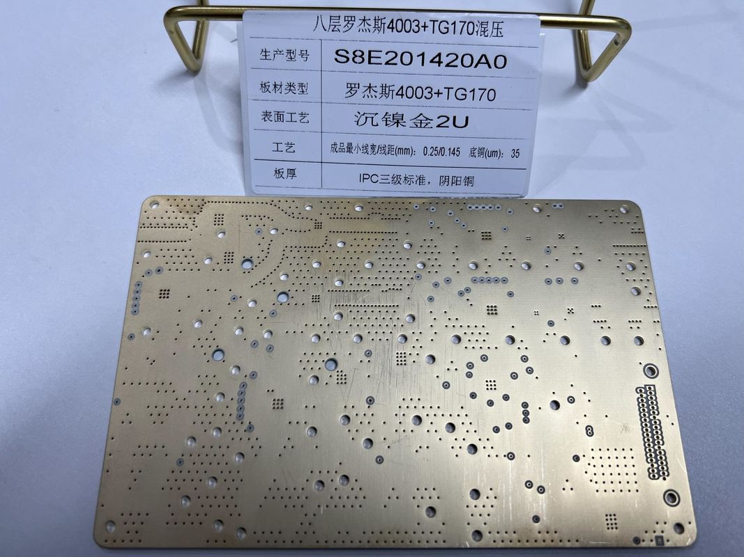 8 couches Rogers RO4003+FR4 TG170 Surface en or Rogers Board PCB Masque de soudure verte