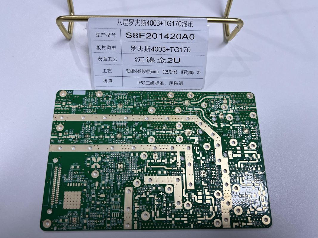 1.6mm Rogers Circuit Board 8 couches R4003 + FR4 TG170 IPC3 Impédance du mélange et VIPPO