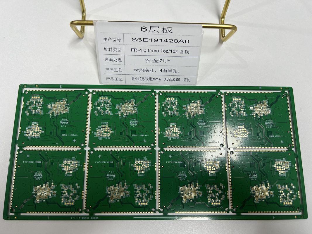 Plaque de circuits imprimés HDI durable 6-32 couches HDI quatre côtés demi-trous Taille du trou laser 0,075 mm