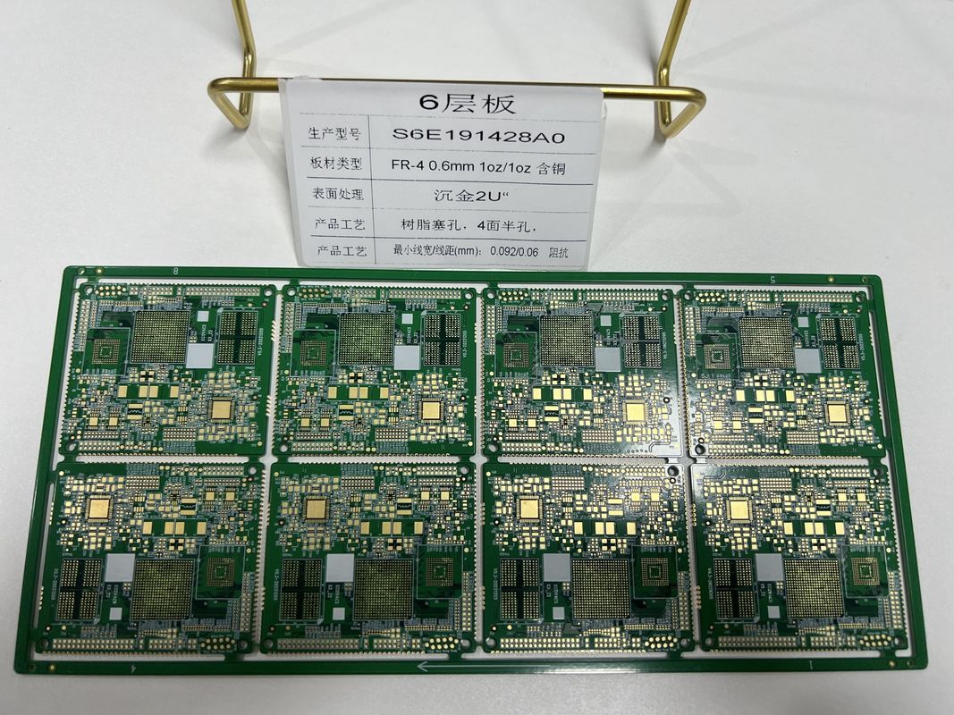 6 couches Socket de lampe HDI Pcb rigide flexible à demi-trous 3/3Mil Contrôle d'impédance
