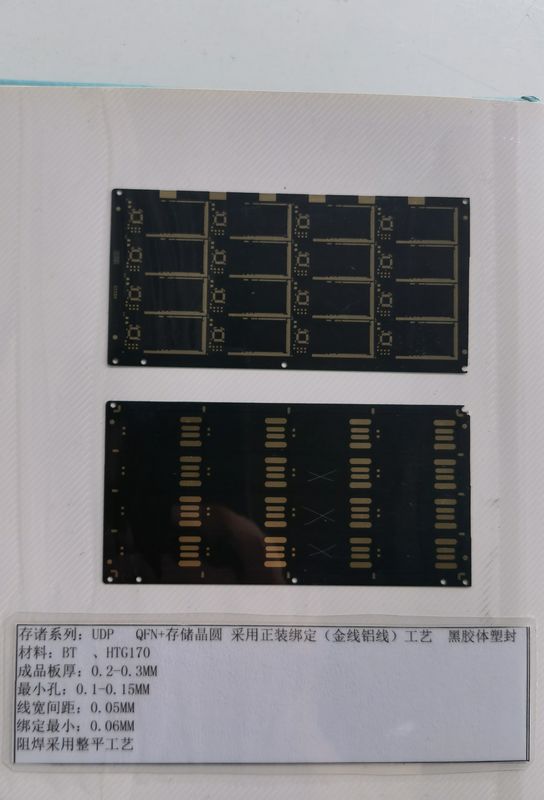 Masque de soudure noir rigide à 2 couches PCB 0.1mm IC d'espacement de trace Substrats carte SD sans matériaux BT