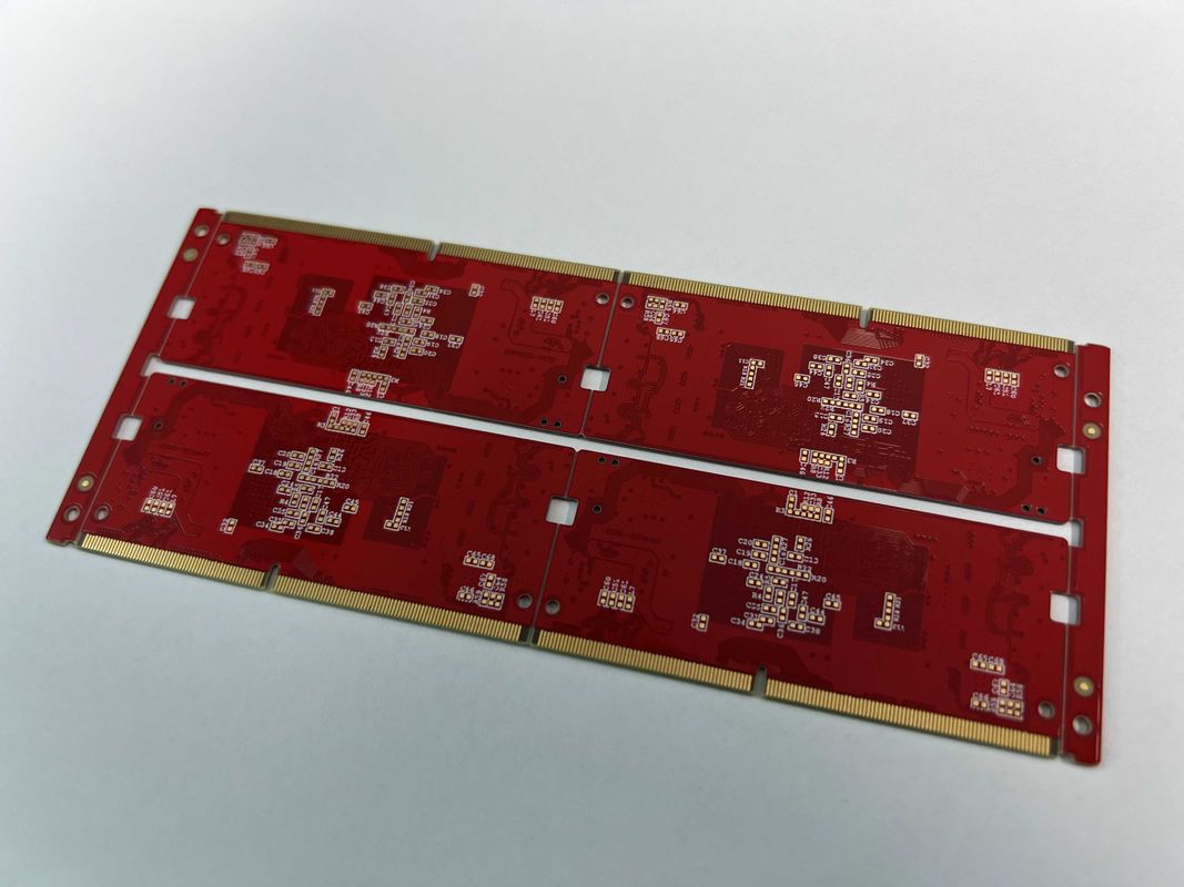Plaque de circuits imprimés multicouche en surface d'or immersion avec couleur rouge du masque de soudure et poids de cuivre de 0,25 oz
