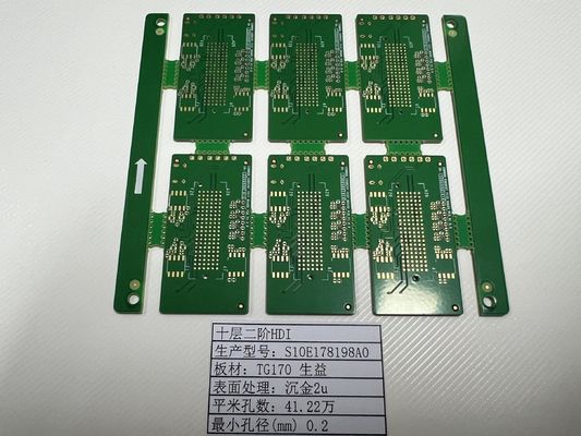 10L HDI PCB Board 2+N+2 avec une trace minimale 3/3mil Board 0,4-3,2mm SHENGYI TG170 ENIG3-8U